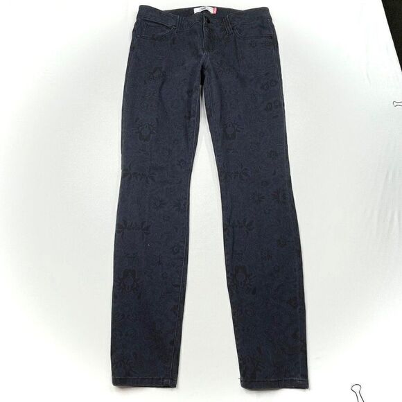 CABI Floral Lace Print Skinny Jean Navy Blue - Picture 2 of 9
